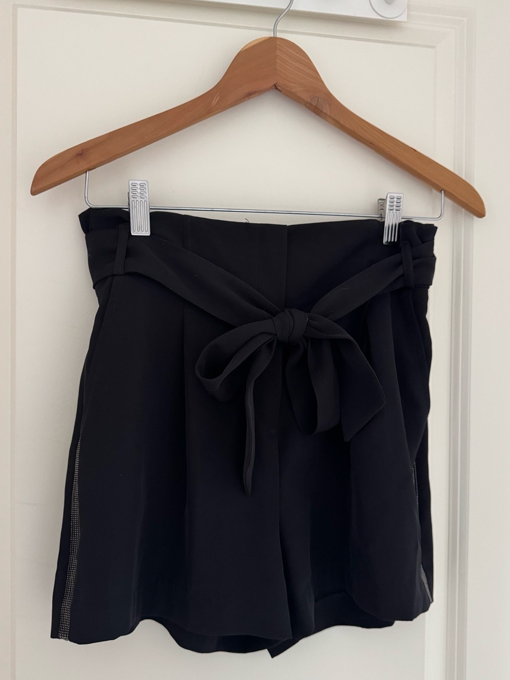 Zara Black High-Waist Tie-Front Shorts
